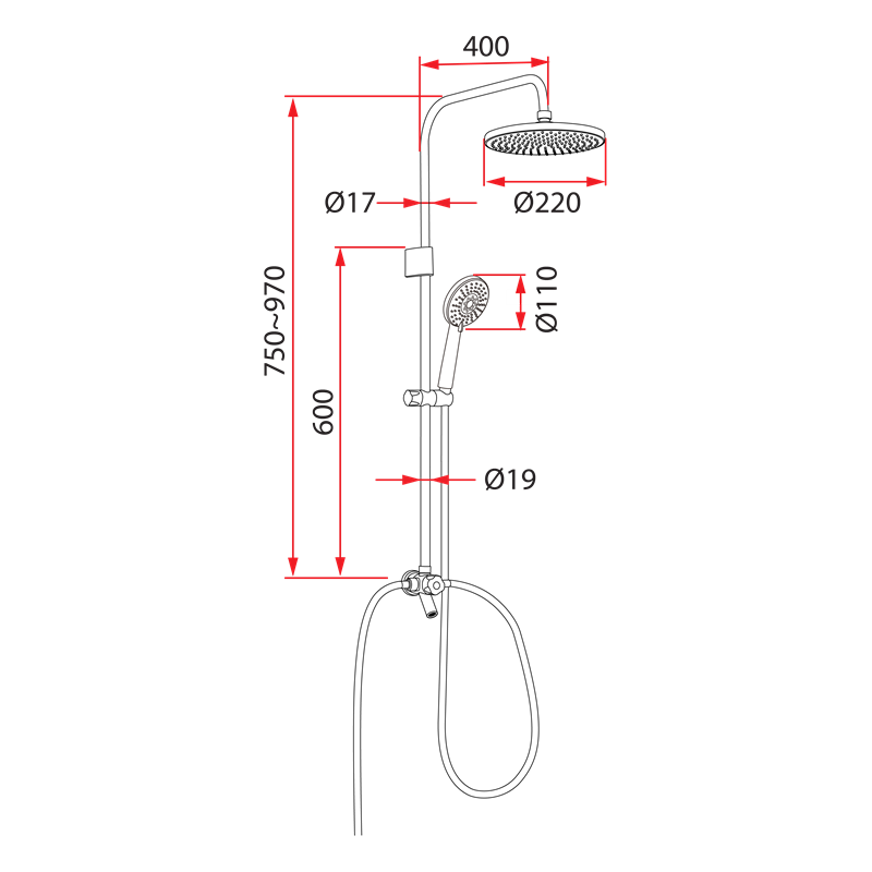 Rubine Electric Instant Water Heater Bow RWH-3388BHP(With Pump Rainshower Handshower and Sprout)