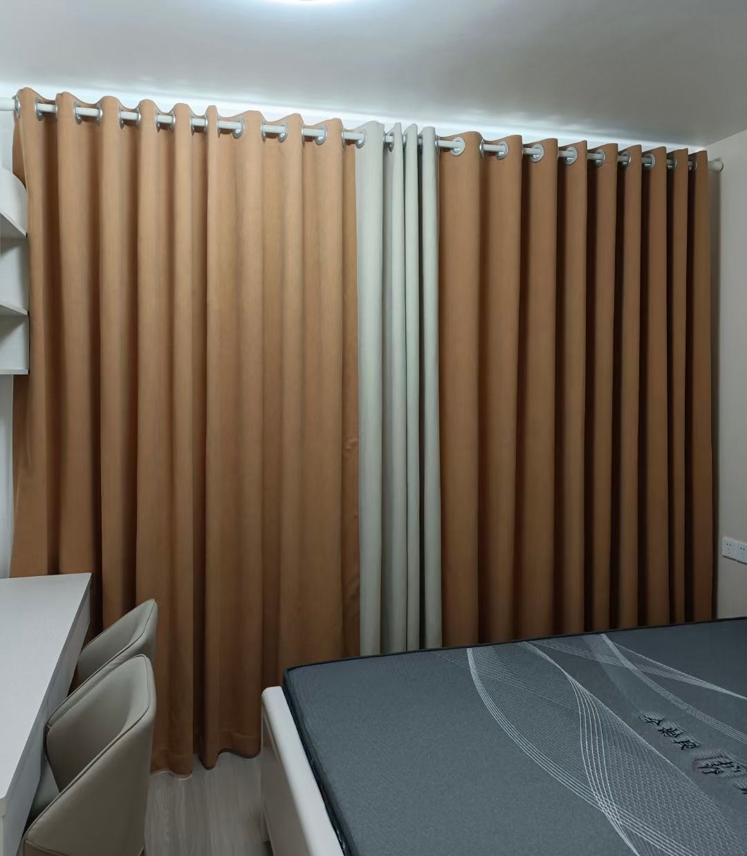 Contrast-Trim S-Fold Curtains with Silent Track