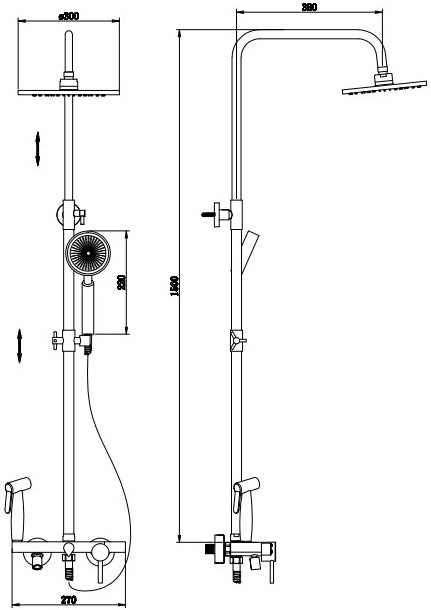 BS 918 Stainless Steel Rain Shower Set