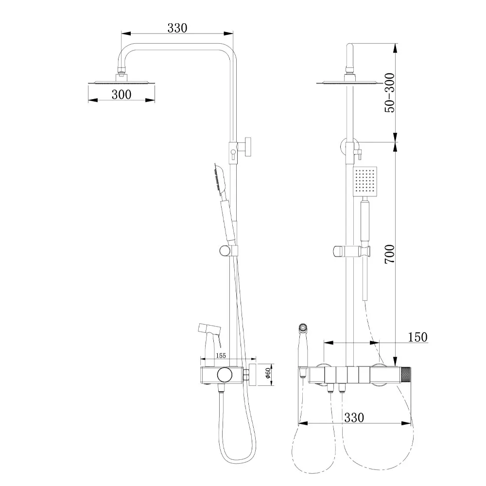 BS 728 Stainless Steel Rain Shower Set