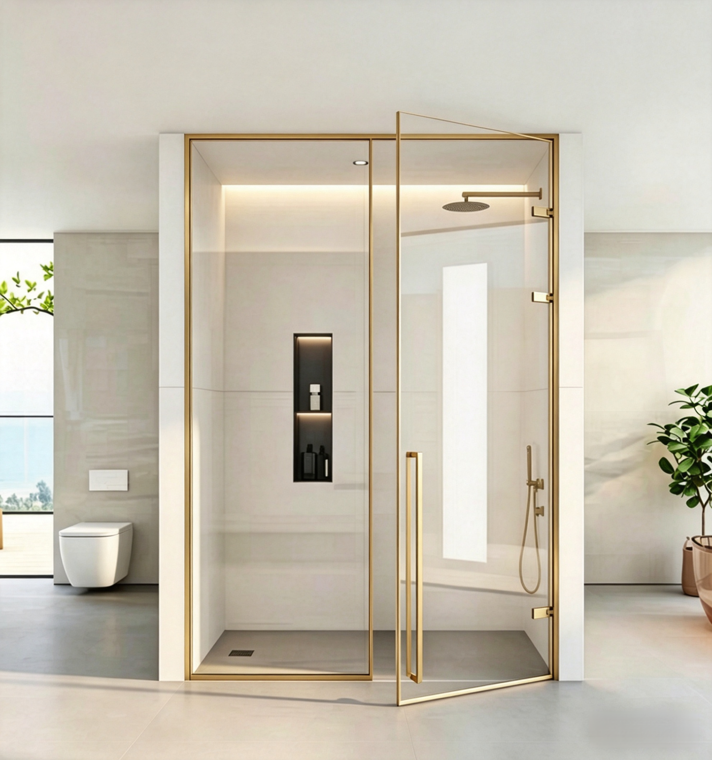 Stainless Steel Track-Free Hinged Door Shower Screen