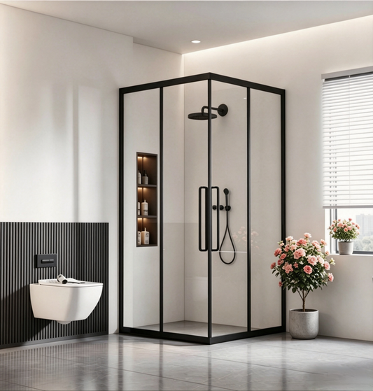 Stainless Steel L-Shape Sliding Door Shower Screen
